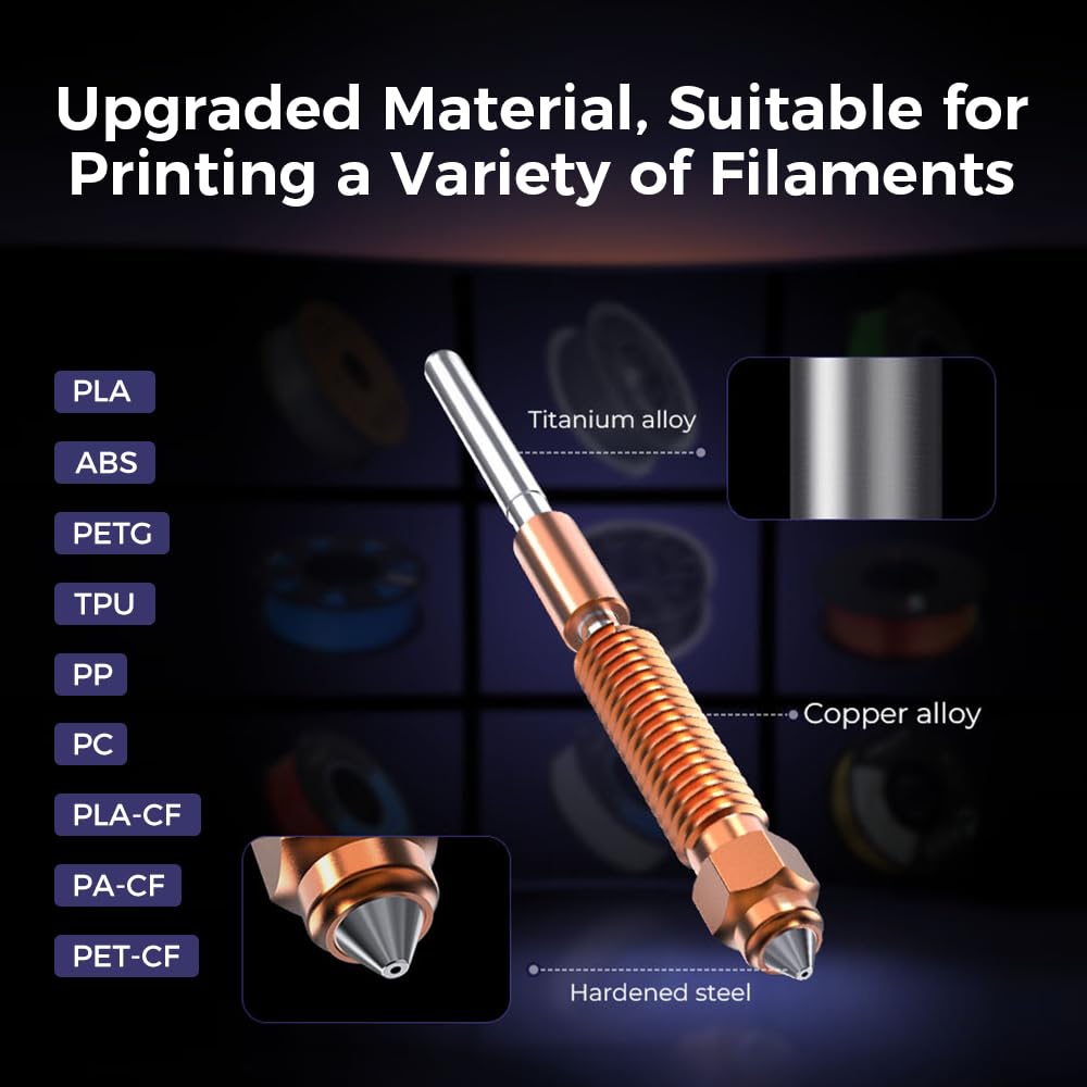 Ugello Creality K1C 0,4 mm 2 pezzi, ugello unicorno a sostituzione rapida, per stampanti 3D Creality K1 Max/Ender 3 V3 Plus/3 V3/3 V3 SE KE