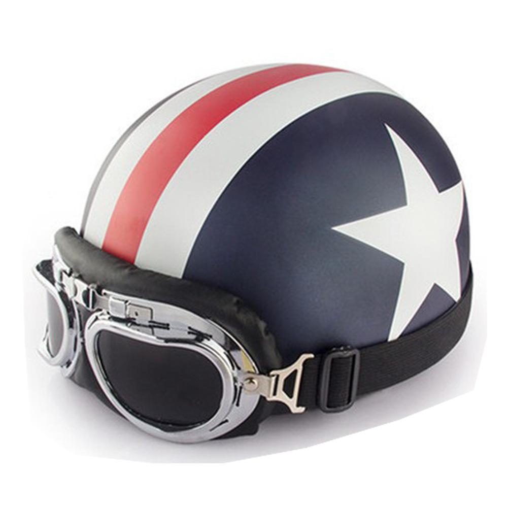 Unisex Motorfiets Helm Met Bril Half Gezicht Schedel Cap Zonnebrandcrème Helm