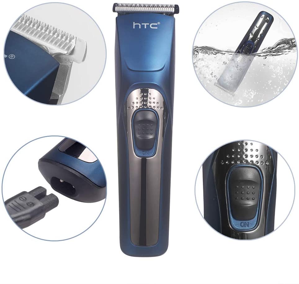 HTC – tondeuse à cheveux électrique pour hommes, Kit de tondeuse à barbe étanche avec chargeur USB