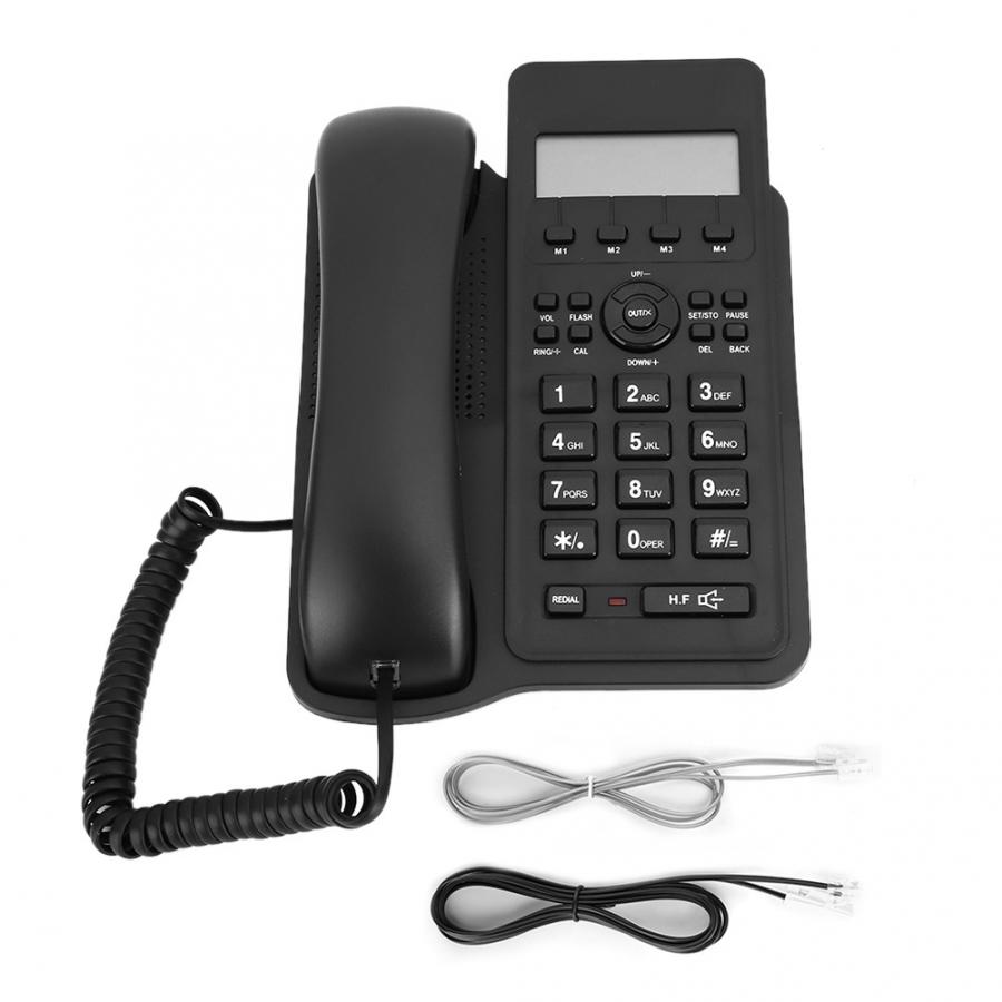 Vaste telefoon met snoer, bureau-wandtelefoon voor thuisgebruik met twee-draadsinterface voor thuiskantoor, hotelbedrijf: Zwart