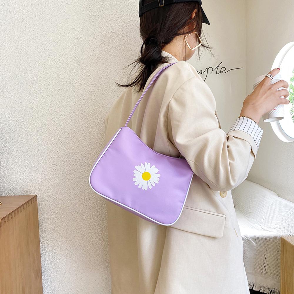 retro Schulter Tasche Für Frauen modisch Jahrgang Nylon Handtasche Weibliche Kleine Subaxillary Taschen lässig retro Mini Schulter Tasche: Typ 2   Violett