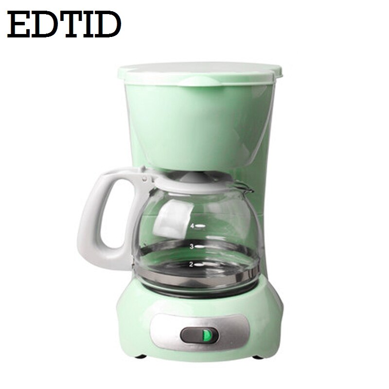 EDTID Automatic Electric Latte Espresso Coffee Maker Mini 0.6L Moka Drip Cafe American Coffee Brewing Machine Tea Pot Boiler EU: Light Green