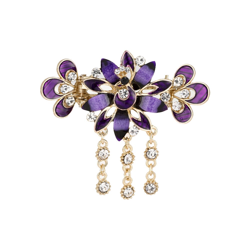 Hårspenne med strass, hårspenner, påfuglroseblomst, sommerfuglornamenter, dusk, hårspenner, hårklemmer, hårtilbehør