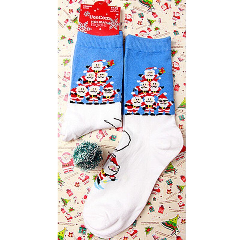 vrouwen Winter Sokken Kerst Cartoon Print Lange sokken Kerstcadeau Warme Zachte Kerstman Elanden sok: 5