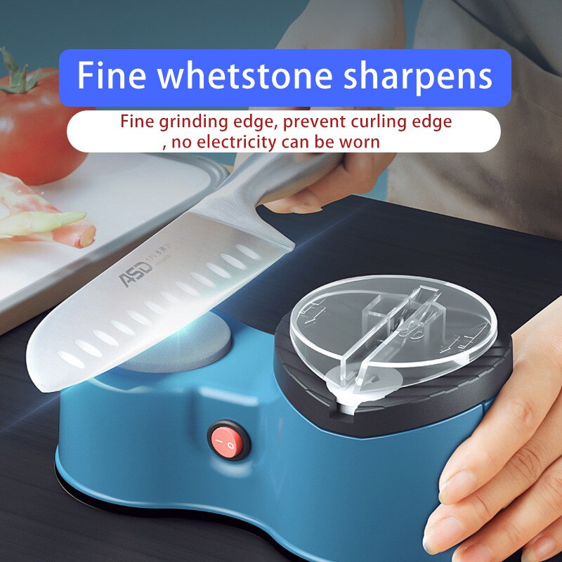 USB Electric Knife Sharpener For Kitchen Knives Tool Knife Scissor Adjustable Sharpening Medium and Fine Grinding Blade Blue