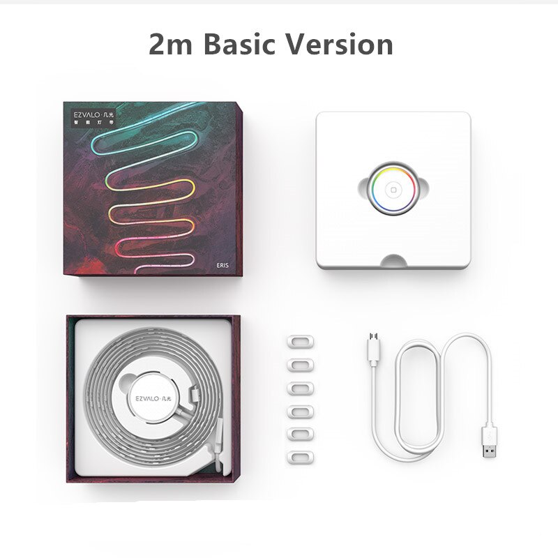 Xiaomi Mijia EZVALO Smart Strips Light Colorful RGB Intelligent Light Strips Remote Control with Touch For Home Party Xiami: 2m Basic Version