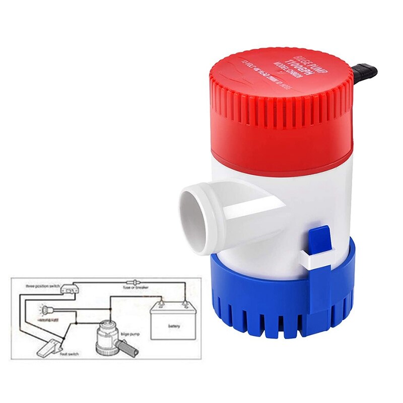 1100GPH Bilge Pump 12V Electric Submersible Boat Yacht Pump Float Switch Bilge Switches Motor Homes Houseboat Boats