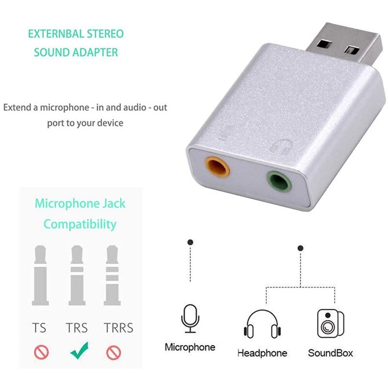 2Pack USB to Audio External Stereo Sound Adapter with 3.5mm Headphone and Microphone Jack for Mac/Windows/PC/Laptops/PS4
