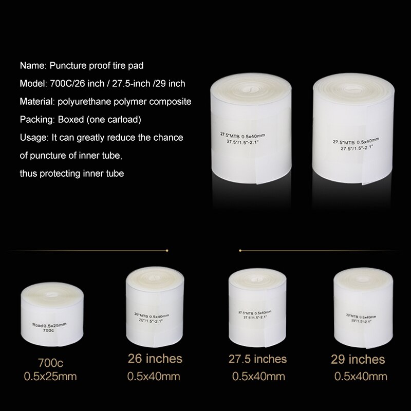 Bike Protection Pad Bicycle Tire Liner Bike Puncture Proof Belt Protection Pad Cycling Anti-Puncture Tyre Protector Tape for