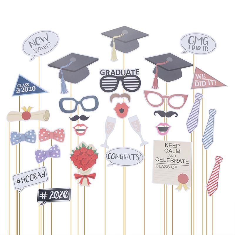 31pcs Graduation Handheld Photo Props Set Party Paper Picture Selfie Frame Fun Photo Booth Props Graduation Party Supplies