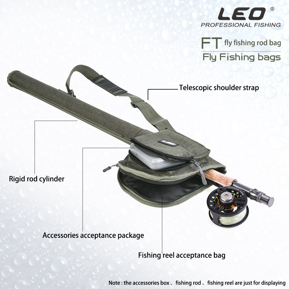 Leo flugfiske väska 27991 ta in fiske rulle fiskespön tillbehör låda 82cm armégrön duk paket pesca lock väskor