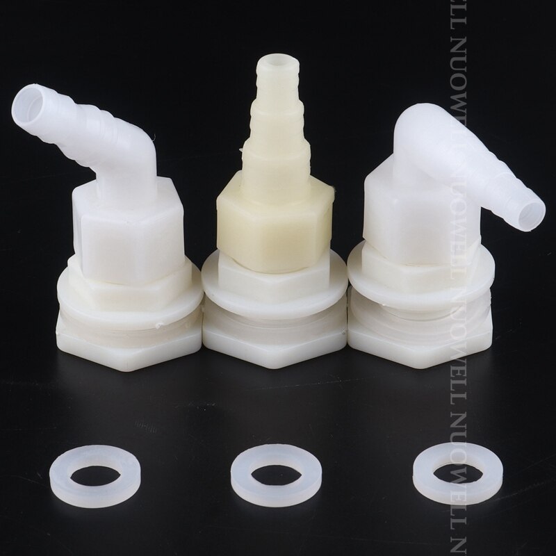 4Sets 1/2" ABS Water Tank Connectors Aquarium Fish Tank Outlet Joints Bucket Connector Adapter Drain Pipe Fittings