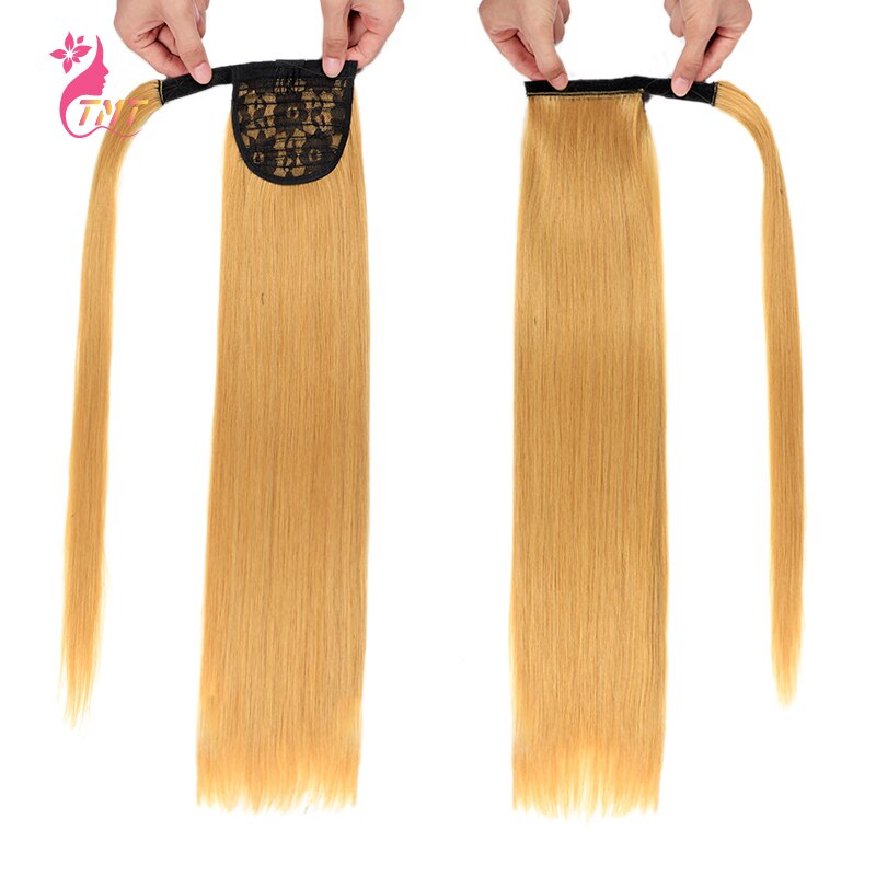 Long Ponytail Extension Synthetic Heat Restant Fiber Straight Pony Tail Hair Extensions Black Brown Headwear Hairpieces: S5