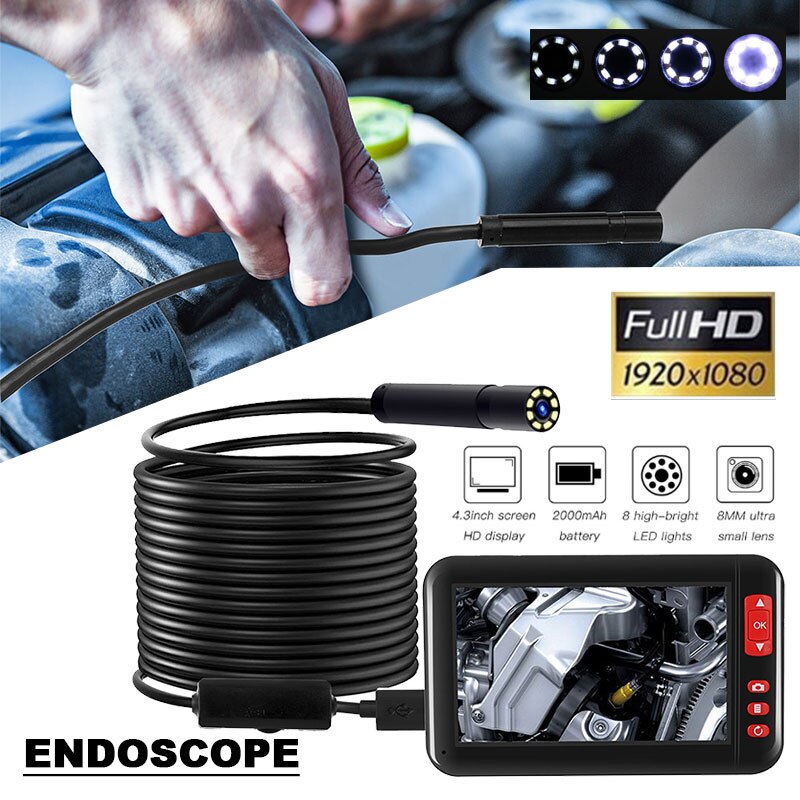 Visual Endoscope 4.3 Inch Ear Cleaning Tool Microscope Photos Endoscope Portable 1080p Inspection Camera Real-Time Video