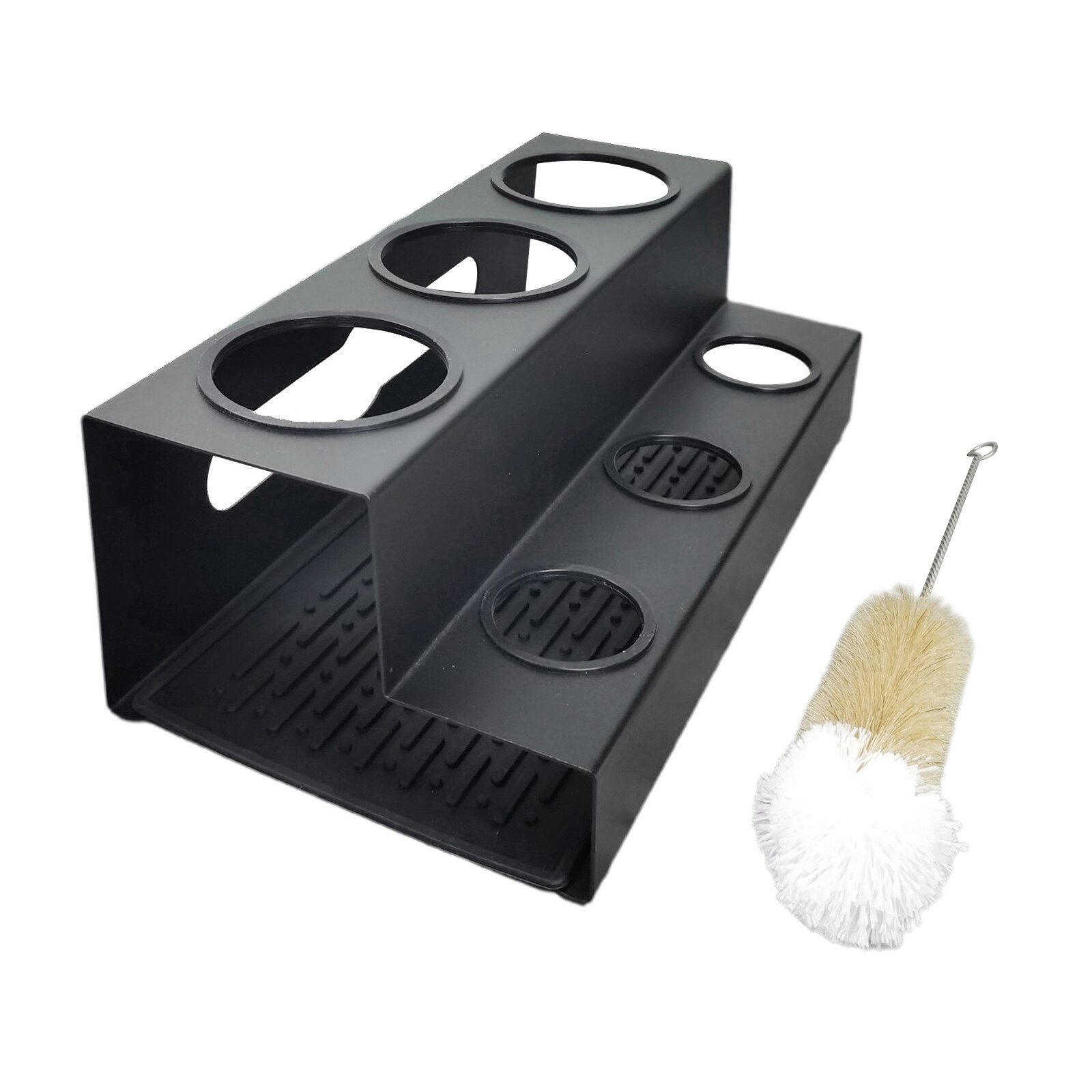 Stainless Soda Bottle Drip Holder Drying Draining Rack w/ Drip Tray: Black