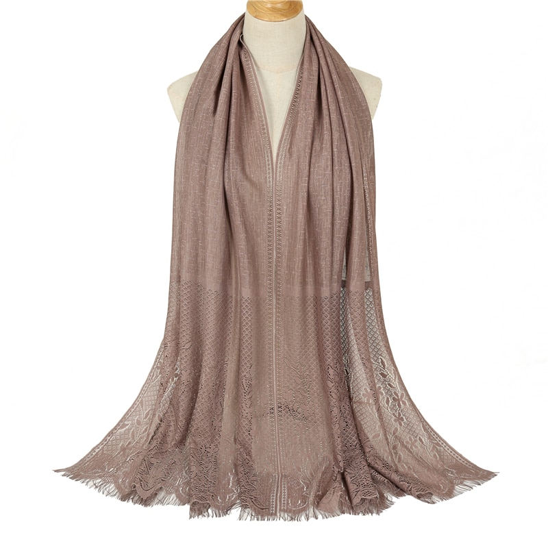 Solid blonde hovedbånd nieuwe vinter sjaal vrouwen elegante blomsterprint hule ud sjaals en wraps femme hijab pashmina