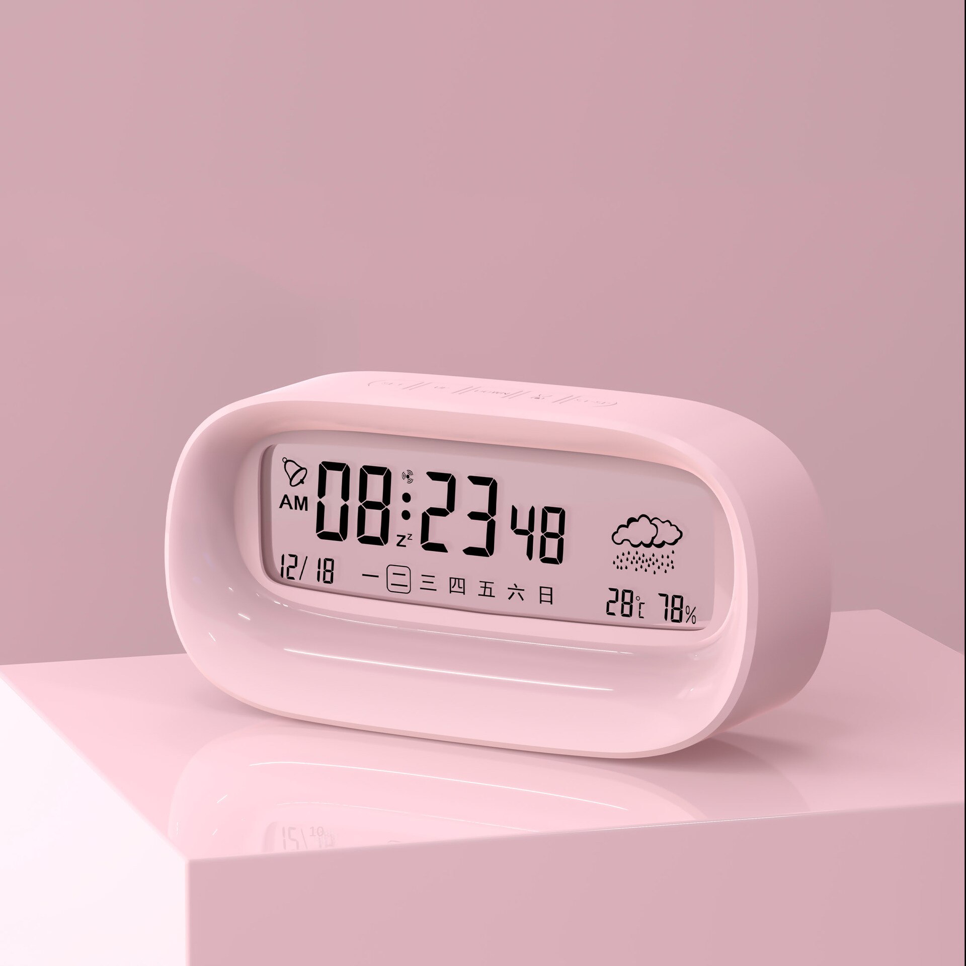 Simple duog alarm clock for students to wake up cute cartoon smart digital calendar LCD multi-function