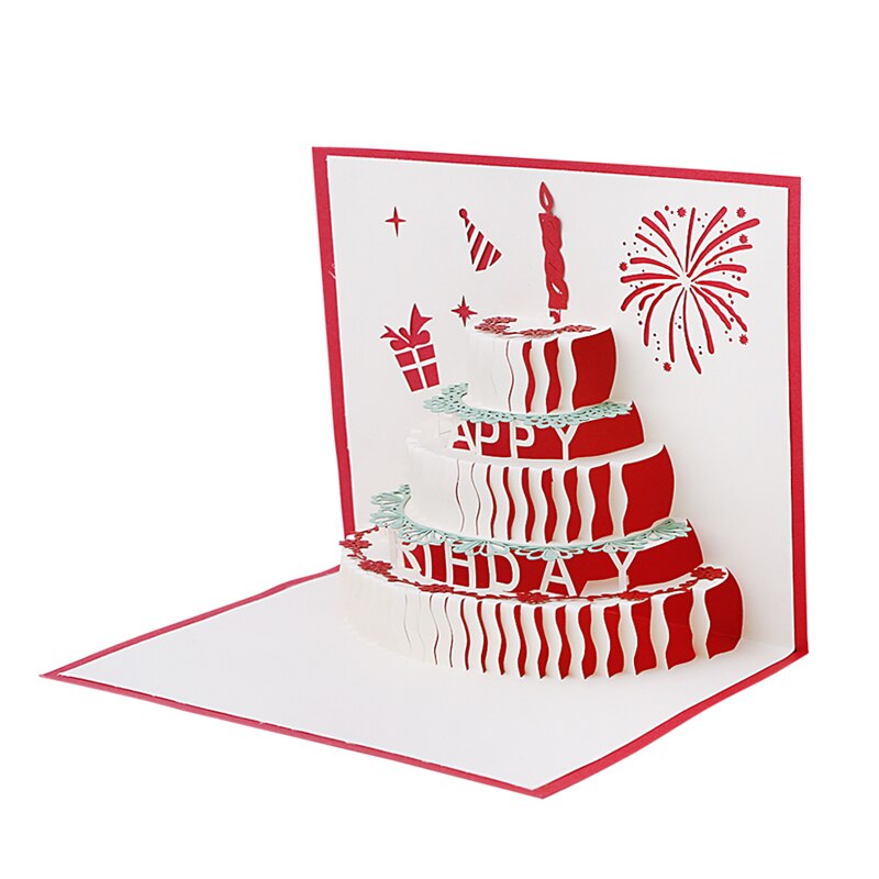 3D Stereoscopic Greeting Card Handmade Decoupage Birthday Cake Postcard for wedding