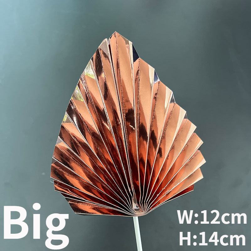Palm Leaf Cake Topper Gold Red Palm Spears Cake Decoration Shinning Glossy Origami Wedding Decor Baking Cake Decoration: Rose Gold Big