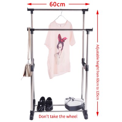 Double rod drying rack coat simple clothes retractable cool drying rack floor folding indoor balcony stainless steel double rod: simple60