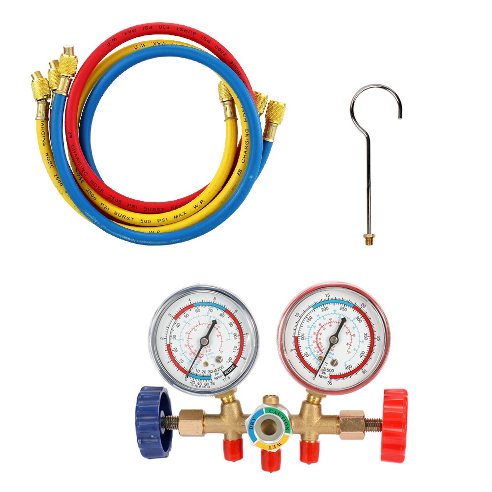 CT-536 Airconditioning Manometer Koelmiddel Manometer Set met Slang en Haak voor R12 R22 R404A R134A