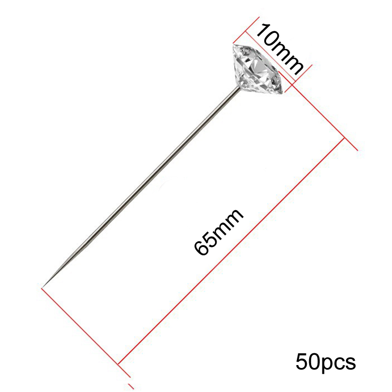 Stitching Needles Sewing Accessories Pins Pincushions Rhinestone Head Sewing Pins Wedding Bouquet Pins Apparel Sewing: 65x10mm 50pcs