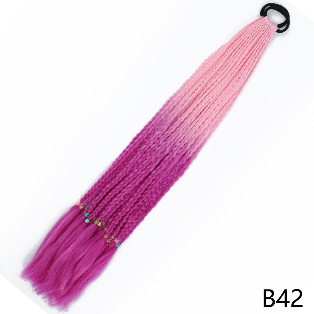 AZQUEEN-coleta trenzada sucia de Color degradado sintético, banda de goma elástica de 60CM, extensiones de cabello trenzado de cola de poni para niñas
