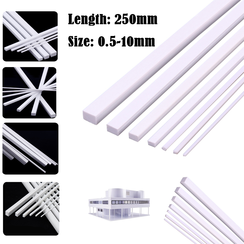 ABS Weiß Runde/Quadratische Kunststoff Stange Stock Für Architektur Modellbau Modell Material DIY Zubehör Schneiden Liefert