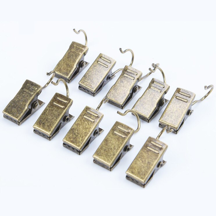Xzjja 20 stk robuste slidstærke metalgardinclips brusekroge stue gardintilbehør klemmer drapericlips ringeholder: Bronze clips
