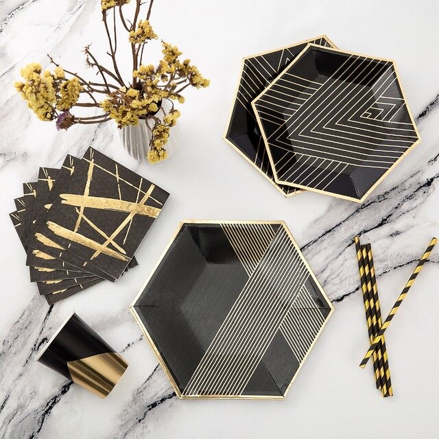 Verjaardagsfeestje Wegwerp Papieren Plaat Cup Milieu Stro High End Picknick Diner Set Bedrijf Ceremony Servies Decoratie