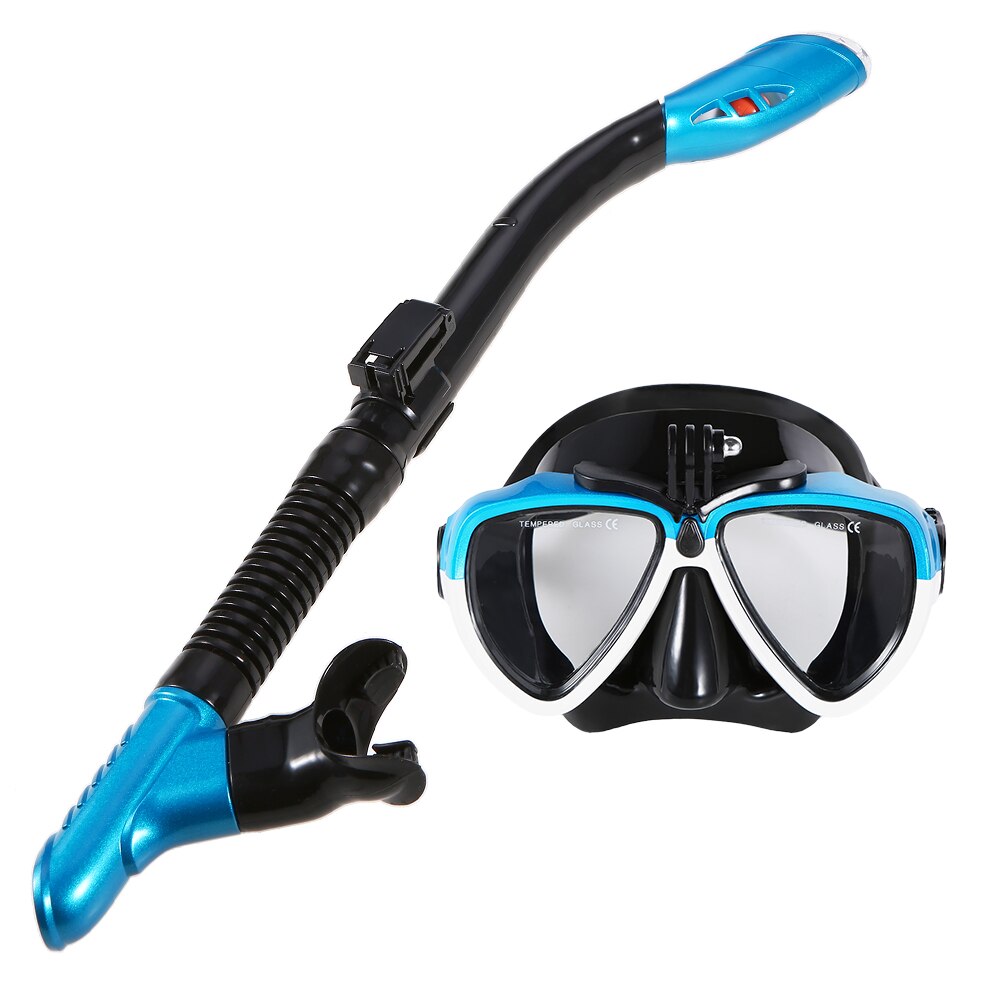 Lixada dykmask scuba snorkel simglasögon torr snorkel tub set män kvinnor anti-dimma dykglasögon för kamera