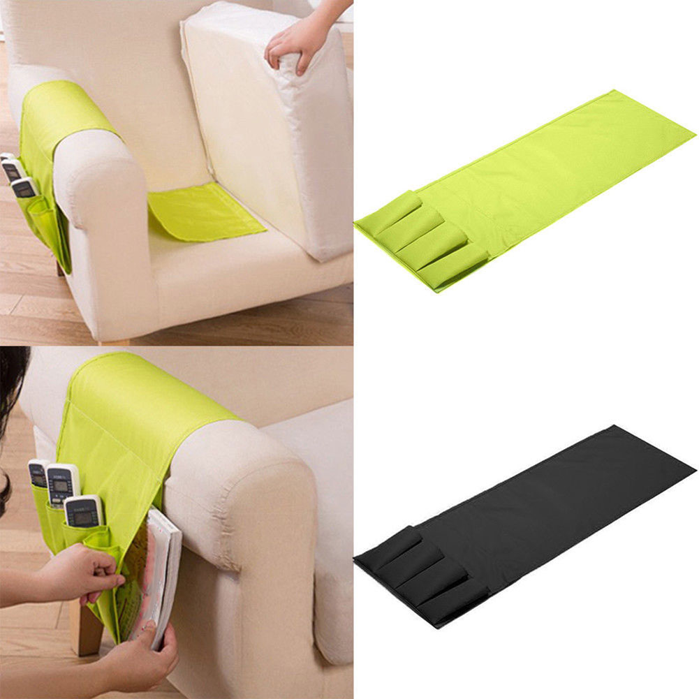 Home Sofa Arm Rest TV Remote Control Organizer Holder 4 Pockets Chair Couch Magazine Storage Bag 94 X 32cm