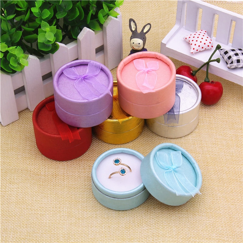 Paper Round Ring Earring Box for jewelery Boxes Packing Display Holder Carrying Cases Factory Small Silver