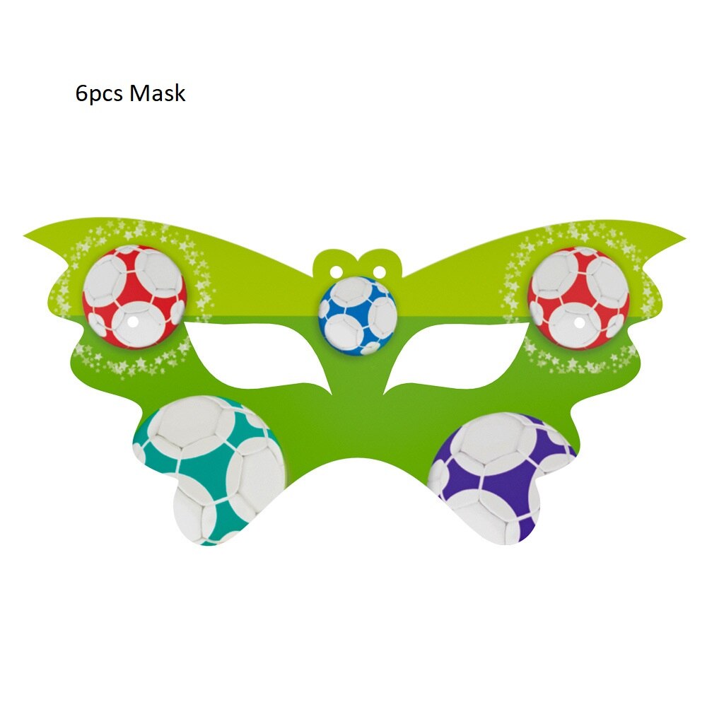 Voetbal Party Servies Papier Plaat Cup Servetten Tafelkleed Banner Gelukkige Verjaardag Event Feestartikelen Voor Jongens Festa: 6pcs Mask