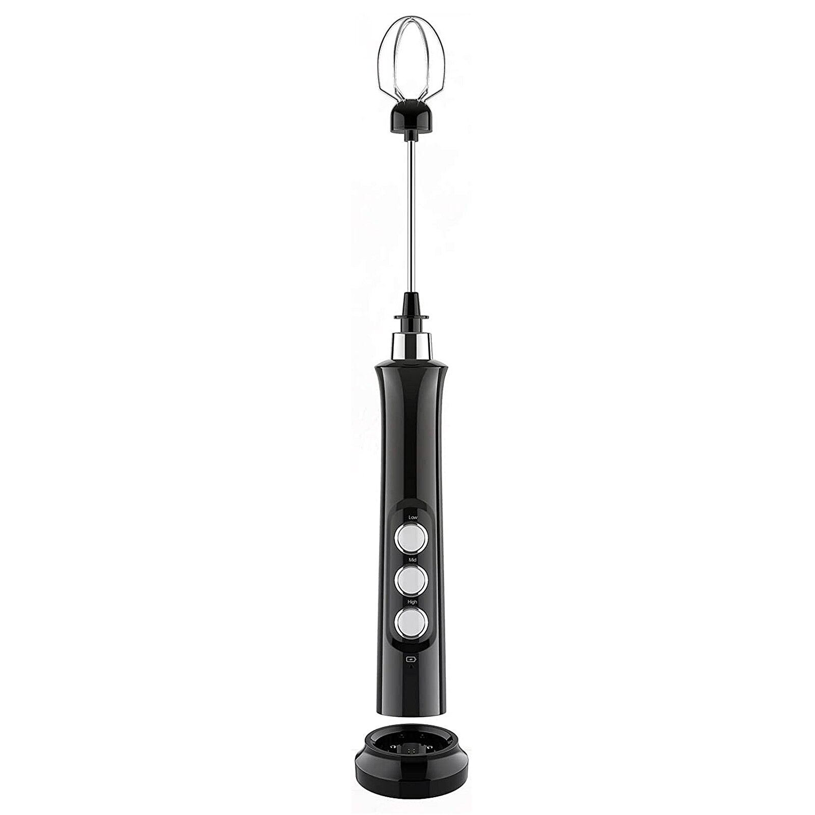 Äggvisp visp handhållen mjölkskummare kökstillbehör med 3 rostfria vispar usb elektrisk mixer trådlös minimixer: Svart