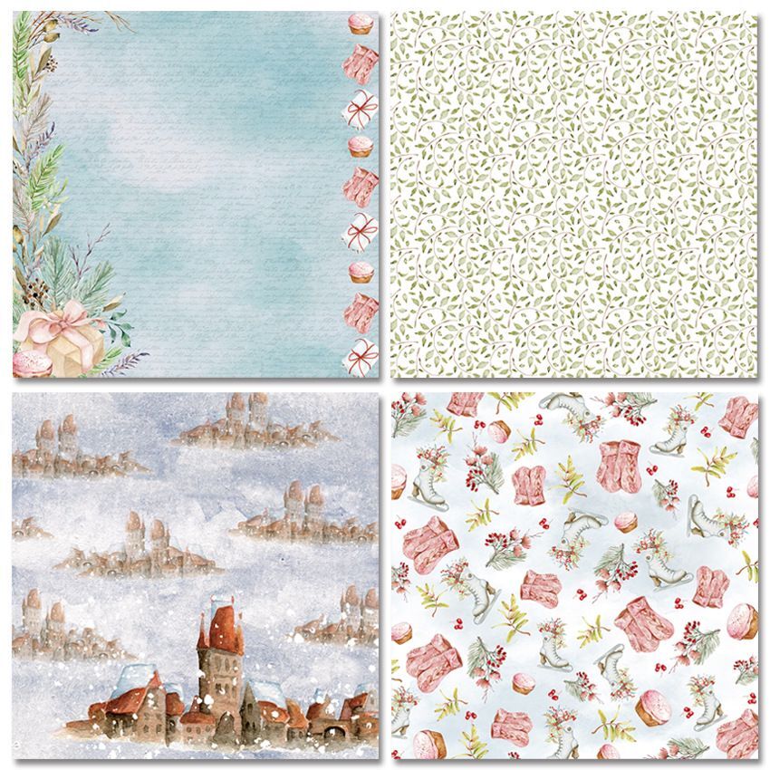 Papel de álbum de recortes estilo invierno It's, paquete de 24 hojas de papel artesanal para manualidades, almohadilla de fondo artesanal