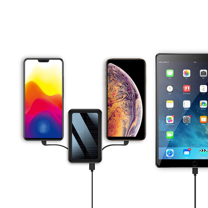 80000 mah mini solcelle mobil powerbank bærbar hurtigopladning eksternt batteri med 2 ladekabler led belysning