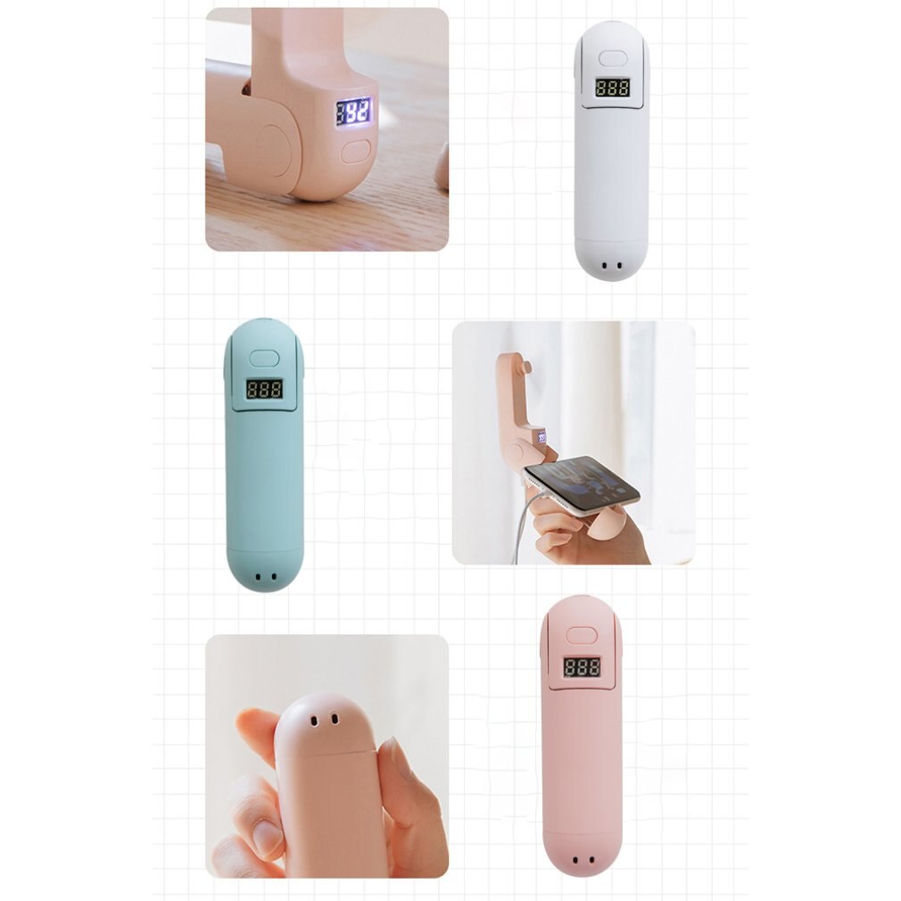Hand-held folding fan mobile phone holder digital display power charging triple practical fan