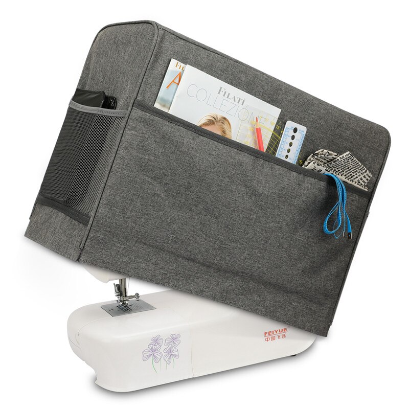 KOKNIT Large Capacity Sewing Machine Dust Cover with Storage Pockets Portable Storage Bag Sewing Machine Bags For Women Mom: Gray Color