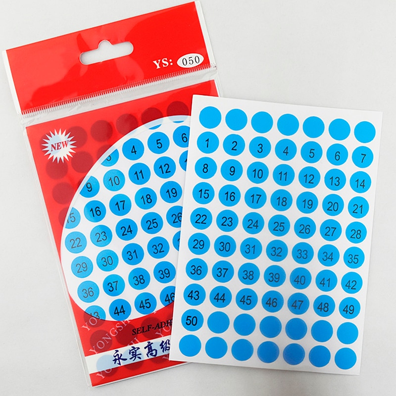 Pegatinas digitales de colores para estudiantes, etiquetas de números redondos secuenciales para examen de estudiante, 1-50, 12 Uds.