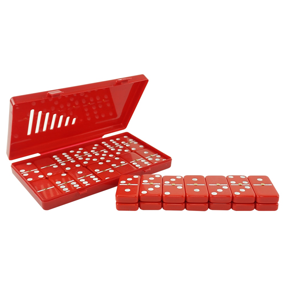 50mm*25mm*10mm double six red domino with white dot in red plastic box