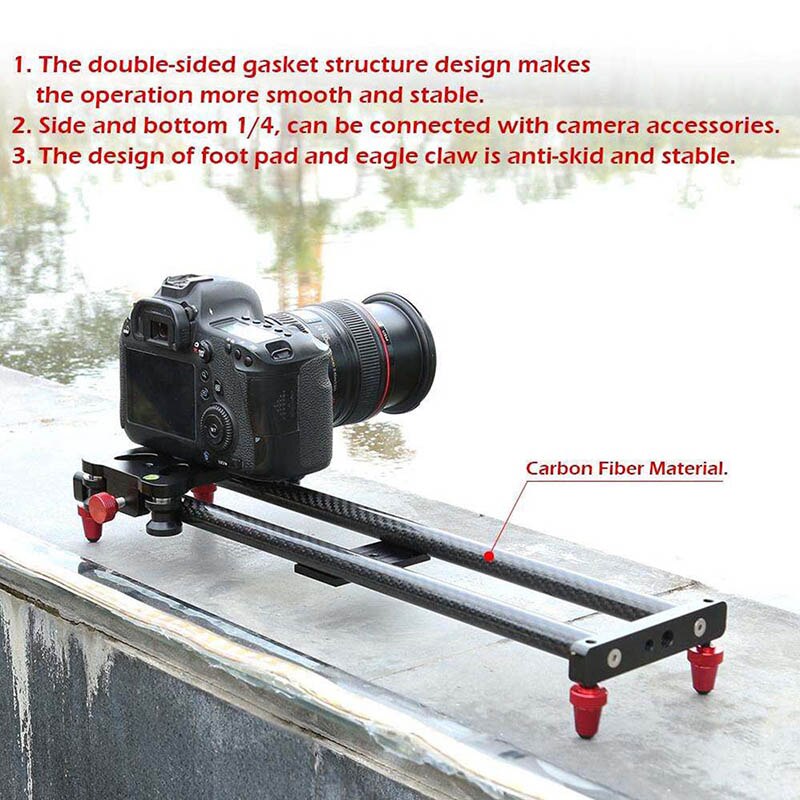 15.7Inch Carbon Fiber Camera Slider Track with 4 Roller Bearing for Video Movie Making WIF66