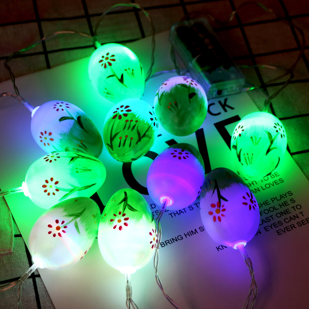 Guirnalda de luces LED con forma de huevo de Pascua, decoración de patio trasero para sala de estar, adornos de Festival colgantes con batería para exteriores