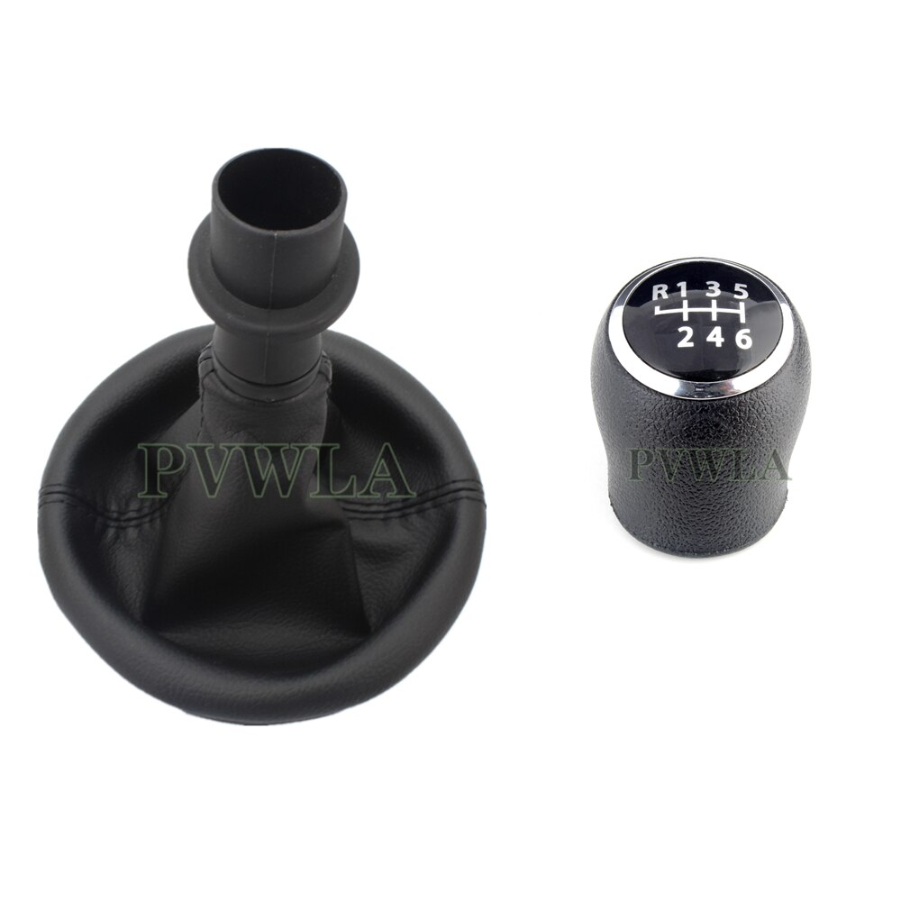 5/6 Speed Gear Stick Shift Knob Leather Boot For VW Transporter Multivan Caravelle T5 2003 2004 2005 2006 2007: 6 speed black