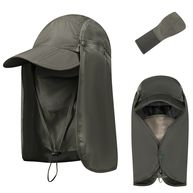 Unisex Collapsible Sunhat Summer Outdoor Quick-drying Sunscreen Fisherman Hat Fishing Breathable Sun hats Female Face Mask: CA042-D