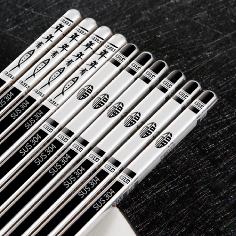 4 Pair/lot Luxury Stainless Steel Chopstick Set Metal Chinese Silver Child Chopsticks For Kids Sushi Food Sticks Tableware