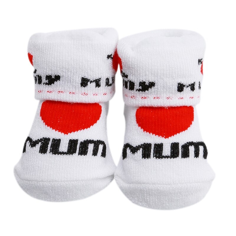 Baby Socken Gummi Slip-beständig Boden Socken Love Dad Liebe Mama Cartoon Kinder Socken Für Mädchen Jungen