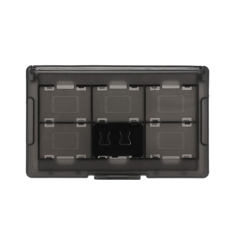 12+2 slots beschermhoes spel geheugenkaarten cartridge houder opbergdoos organizer draagbaar voor switch: Zwart
