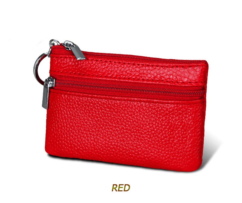 DOLOVE Brand Split Leather Women Wallets Mini Purse Lady Small Leather Wallet with Coin Pocket D-7508: Red