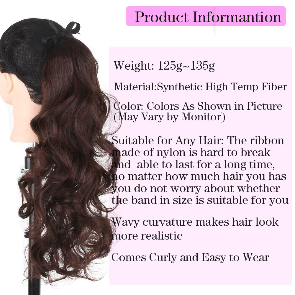 Xnaira-Cola de Caballo rizado largo, coleta sintética marrón claro, extensiones de cabello para cola de caballo, cinta de pelo de cola resistente al calor